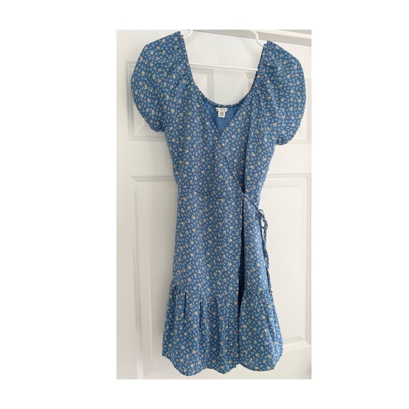 AE Puff Sleeve Wrap Front Mini Dress - Picture 2 of 7